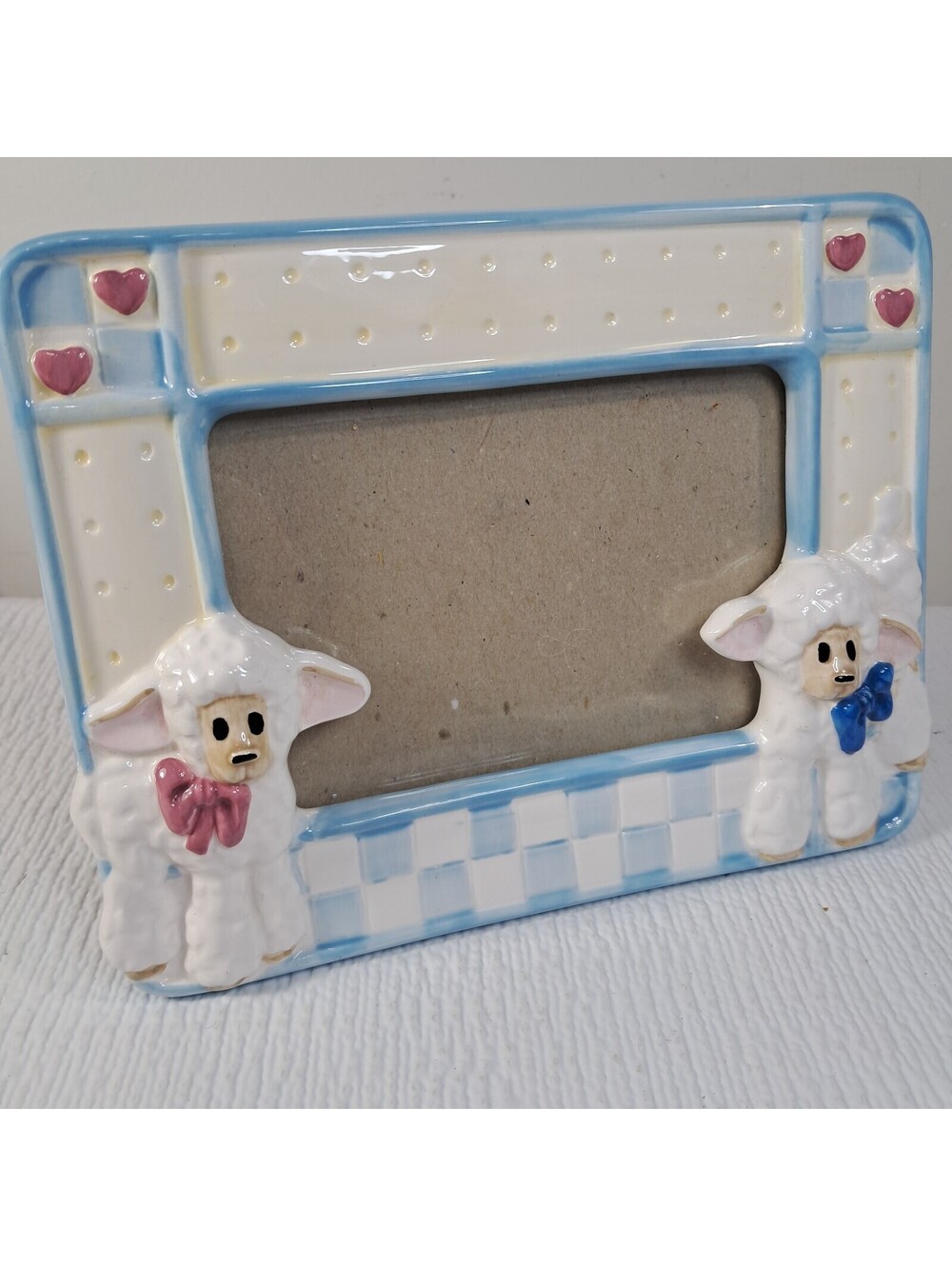 Daisy Kingdom picture frame sheep lamb ceramic baby photo TerraGrafics Vintage